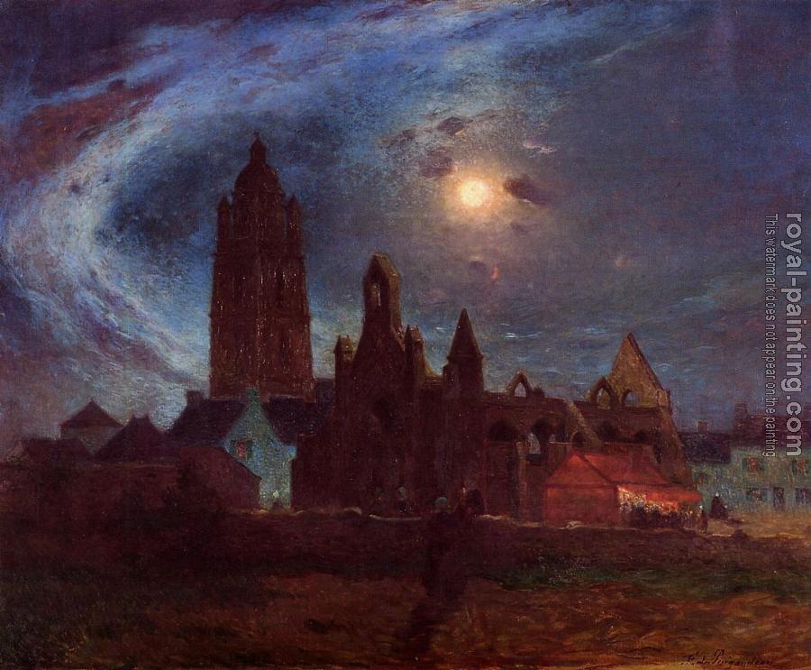 Ferdinand Loyen Du Puigaudeau : The Bourg de Batz Church under the Moon